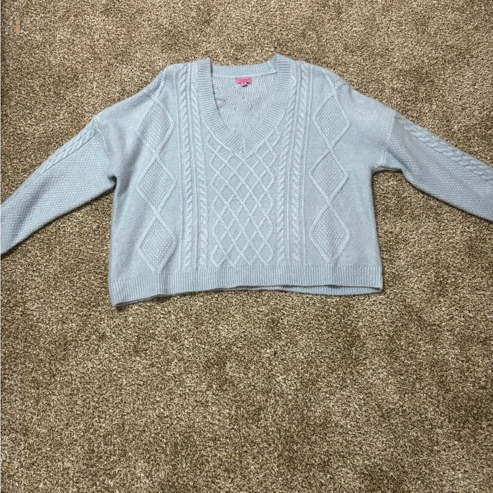 Miami Soft Blue V-Neck Sweater